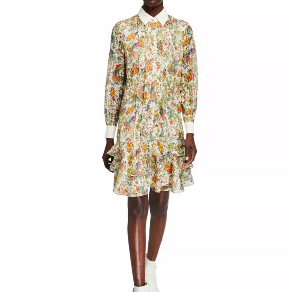 GUC Tory Burch Promised Land Print Silk Dress Convertible Collar SM - No Tags
